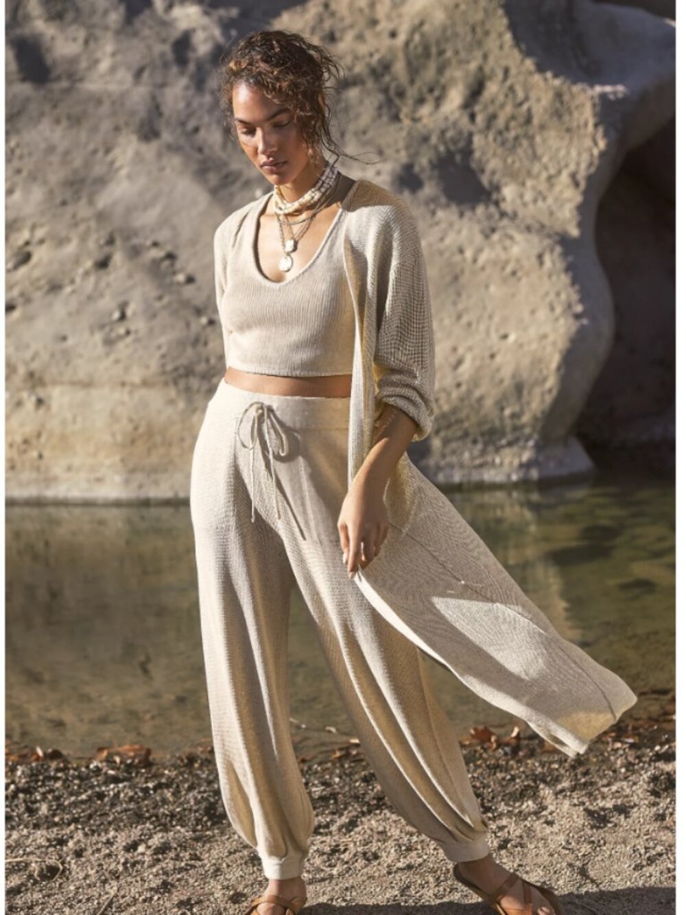 Free People Beach NWT 'Living In This Sweater' Long Cardigan in Natural Size XS